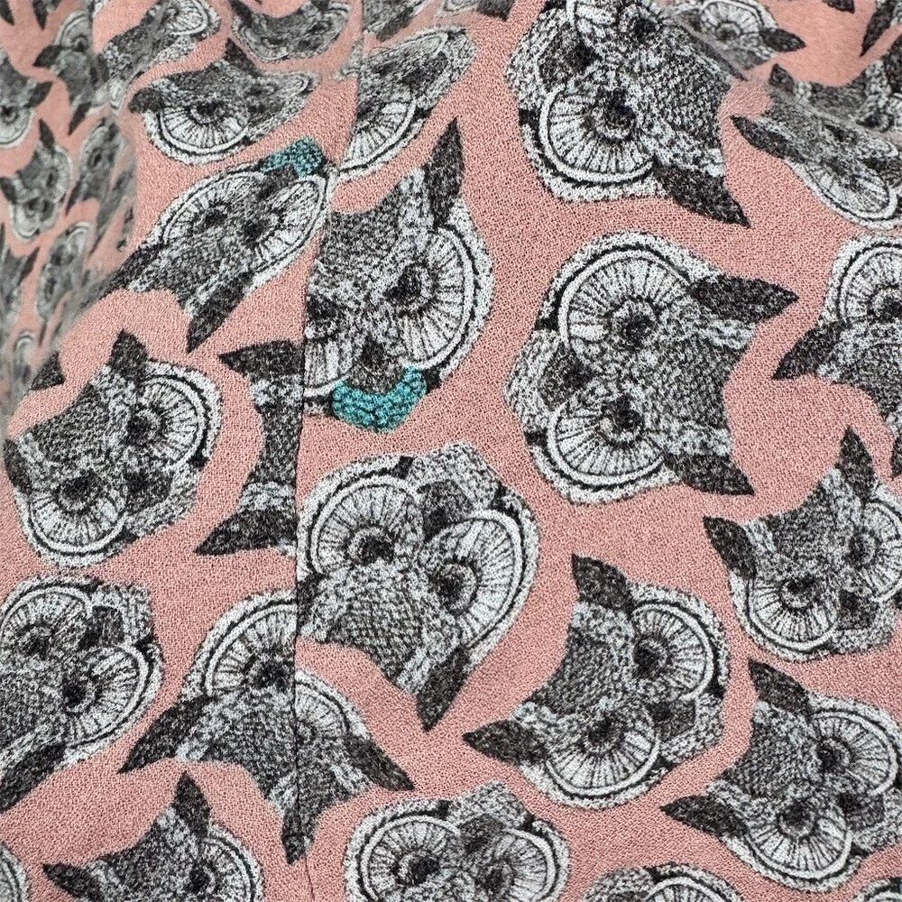 Antix Skirt Womens Size M Pink Owl Print A-Line Maxi
